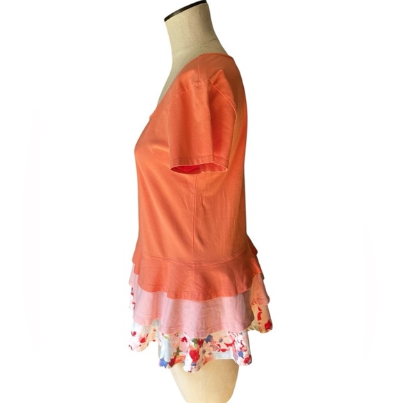 Matilda Jane Happy & Free Dream Puff Peplum Ruffle Peach Stretchy Tunic Top Sz M - Picture 4 of 7